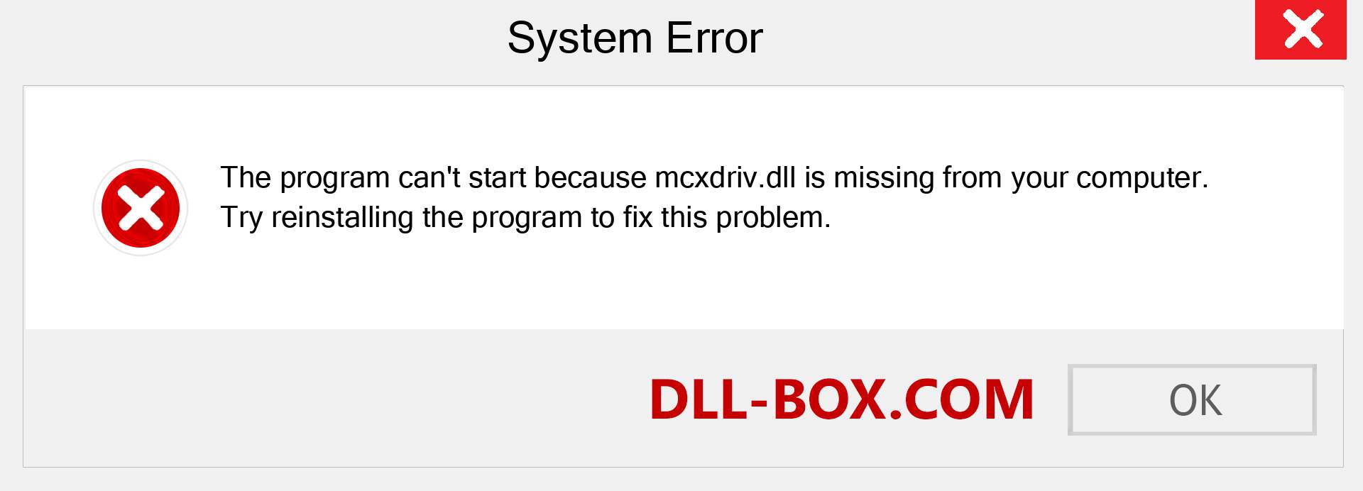  mcxdriv.dll file is missing?. Download for Windows 7, 8, 10 - Fix  mcxdriv dll Missing Error on Windows, photos, images